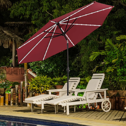 Autlaycil 10 FT Solar LED Lighted Patio Umbrella with LED Table Umbrella with 8 LED Strip Lights, Fade-resistant & Waterproof for Garden, Backyard, Poolside, Push Button Tilt (Blue)