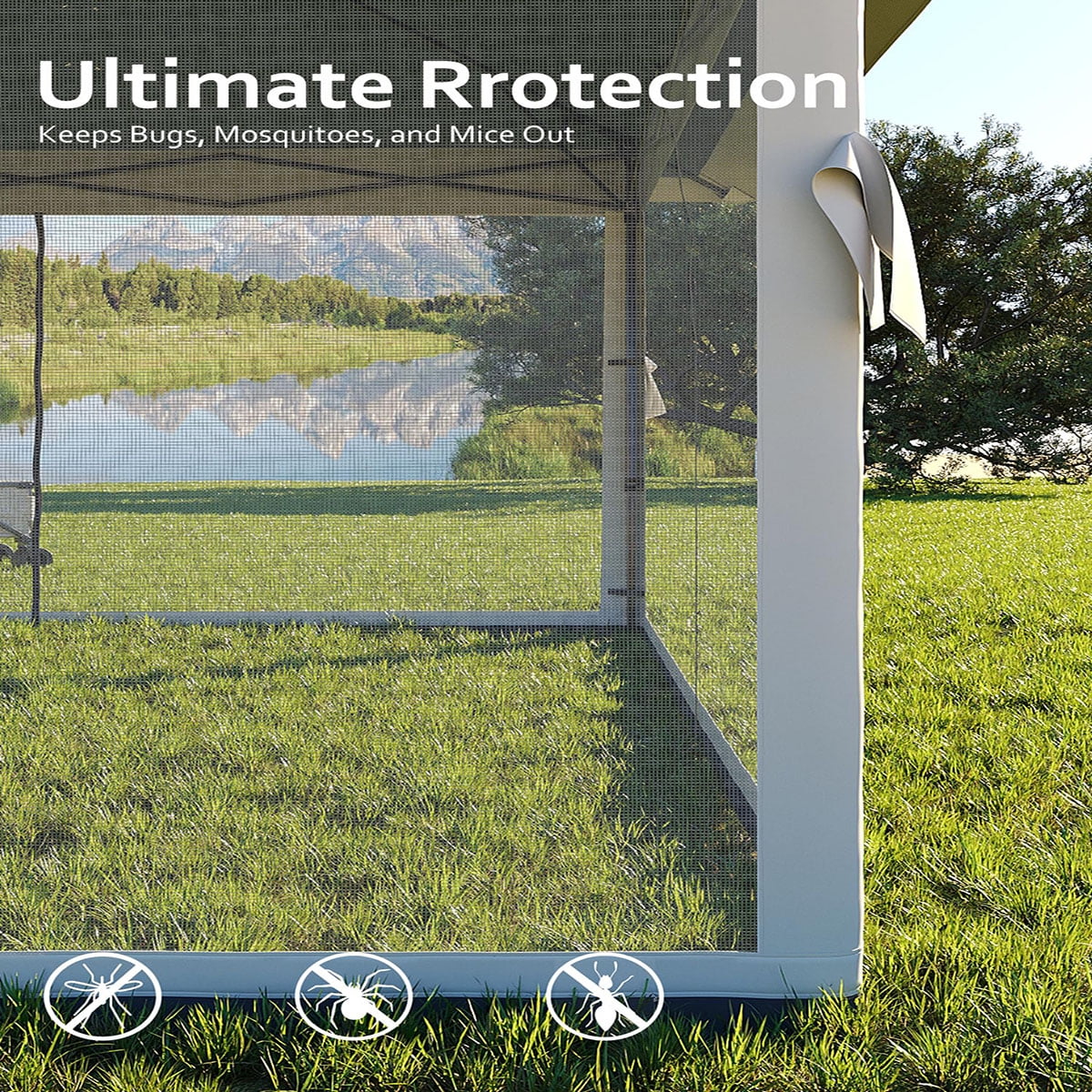 Ataucjin 13x13 Gazebo, Outdoor Canopy Tent with Mosquito Net, Height Adjustable Canopy Gazebo, Large Shade Tent for Camping, Lawn, Backyard, Garden, Patio