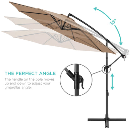 Best Choice Products 10ft Offset Hanging Outdoor Market Patio Umbrella w/Easy Tilt Adjustment - Tan
