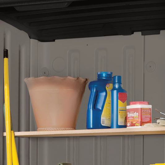 Suncast 54 Cu Ft Vertical Shed Outdoor Storage for Patio and Garage, Stoney