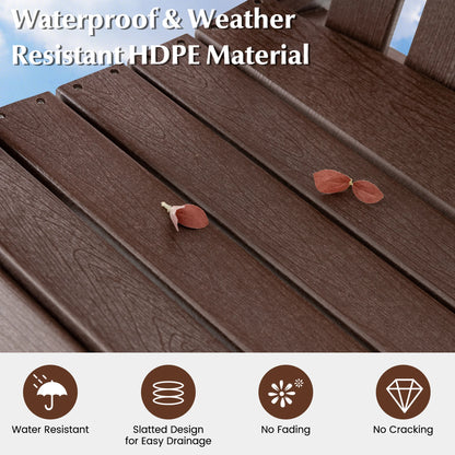 Costway 2 PCS Tall Bar Stool HDPE Patio Chair with Armrest Footrest Home Indoor Outdoor Brown