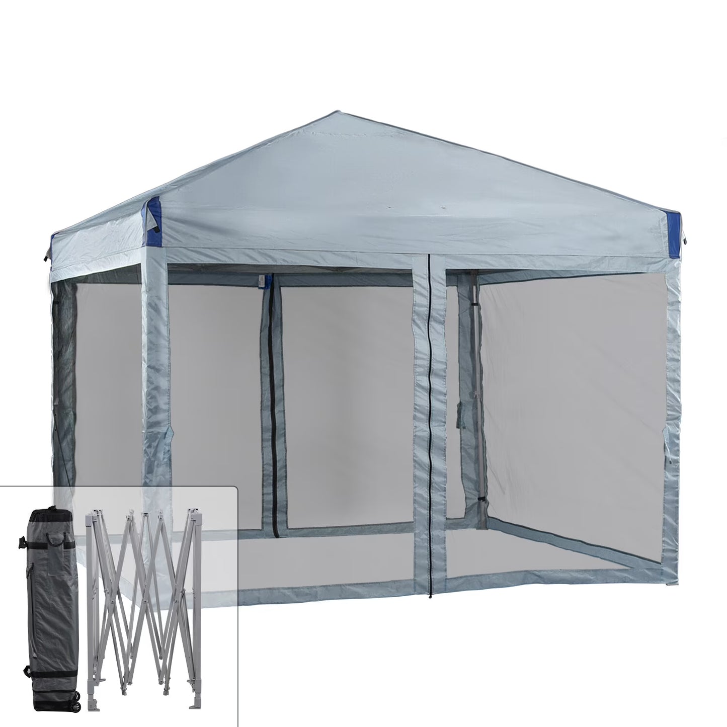 YUONAO 10x10 ft Pop Up Canopy Tent with Mesh Sidewalls, Portable Outdoor Shade Tent, Waterproof UV-Resistant Folding Gazebo for Backyard, Patio, Camping, Party(Beige)