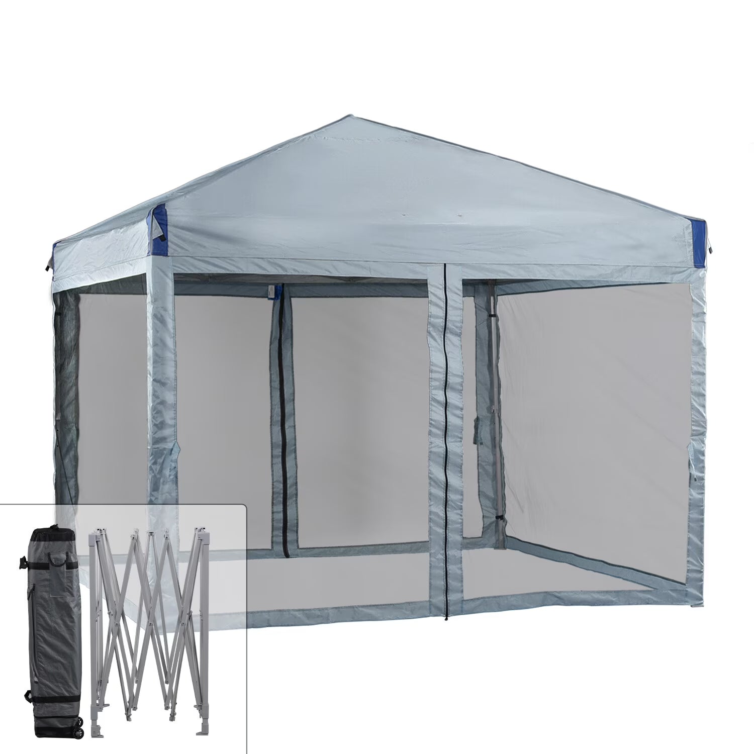 YUONAO 10x10 ft Pop Up Canopy Tent with Mesh Sidewalls, Portable Outdoor Shade Tent, Waterproof UV-Resistant Folding Gazebo for Backyard, Patio, Camping, Party(Beige)