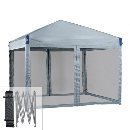 YUONAO 10x10 ft Pop Up Canopy Tent with Mesh Sidewalls, Portable Outdoor Shade Tent, Waterproof UV-Resistant Folding Gazebo for Backyard, Patio, Camping, Party(Beige)