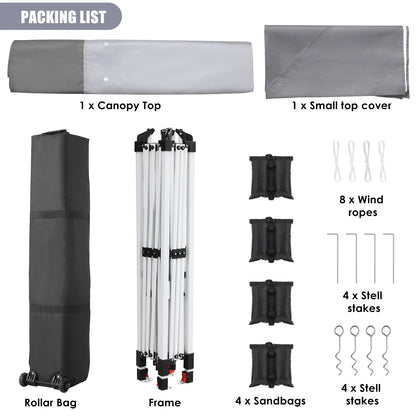 Arlopu White 12' x 12' Ez Pop Up Canopy Tent Portable Instant Folding Shelter Outdoor Camping Canopy Patio Party Gazebo