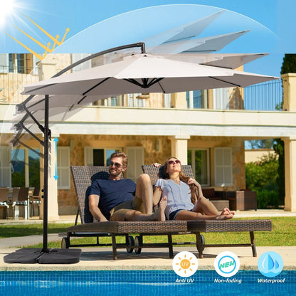 Serwall 10' Outdoor Hanging Offset Cantilever Umbrella for Patio(No Base), Beige