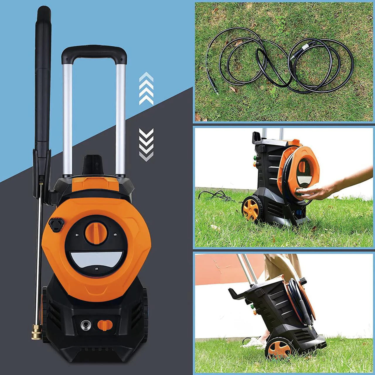 Vebreda 3300 PSI Electric Pressure Washer for Cars Homes Driveways Patios Orange