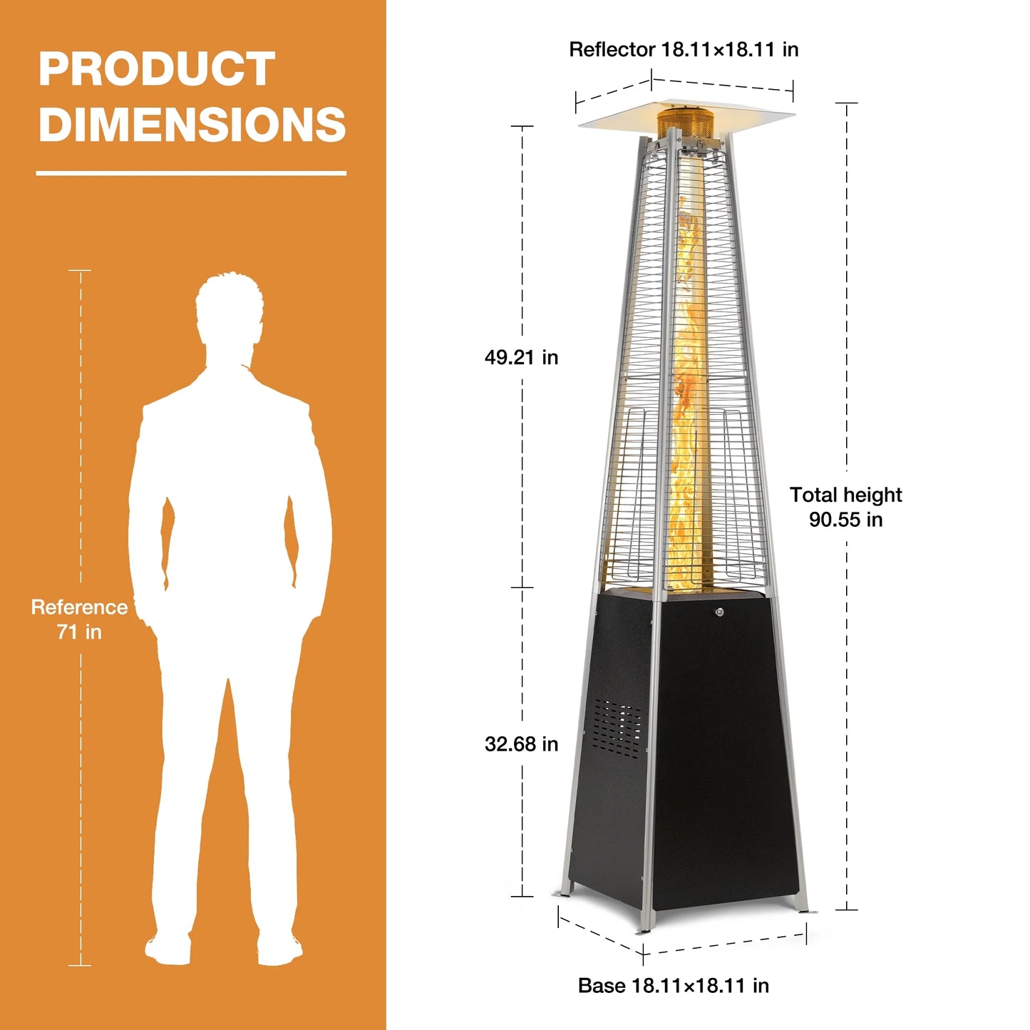 FOOWIN Propane Patio Heater, 48000 BTU Outdoor Patio Heater, Bronze