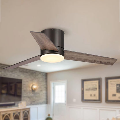 Low Profile Ceiling Fans with Lights and Remote, 48 Inch Bedroom Ceiling Fans Flush Mount, Indoor/Outdoor Fans for Patios, Reversible 3 Blades, Noiseless, Color Temp Adjusted, DOE ETL Tested (Nickel)