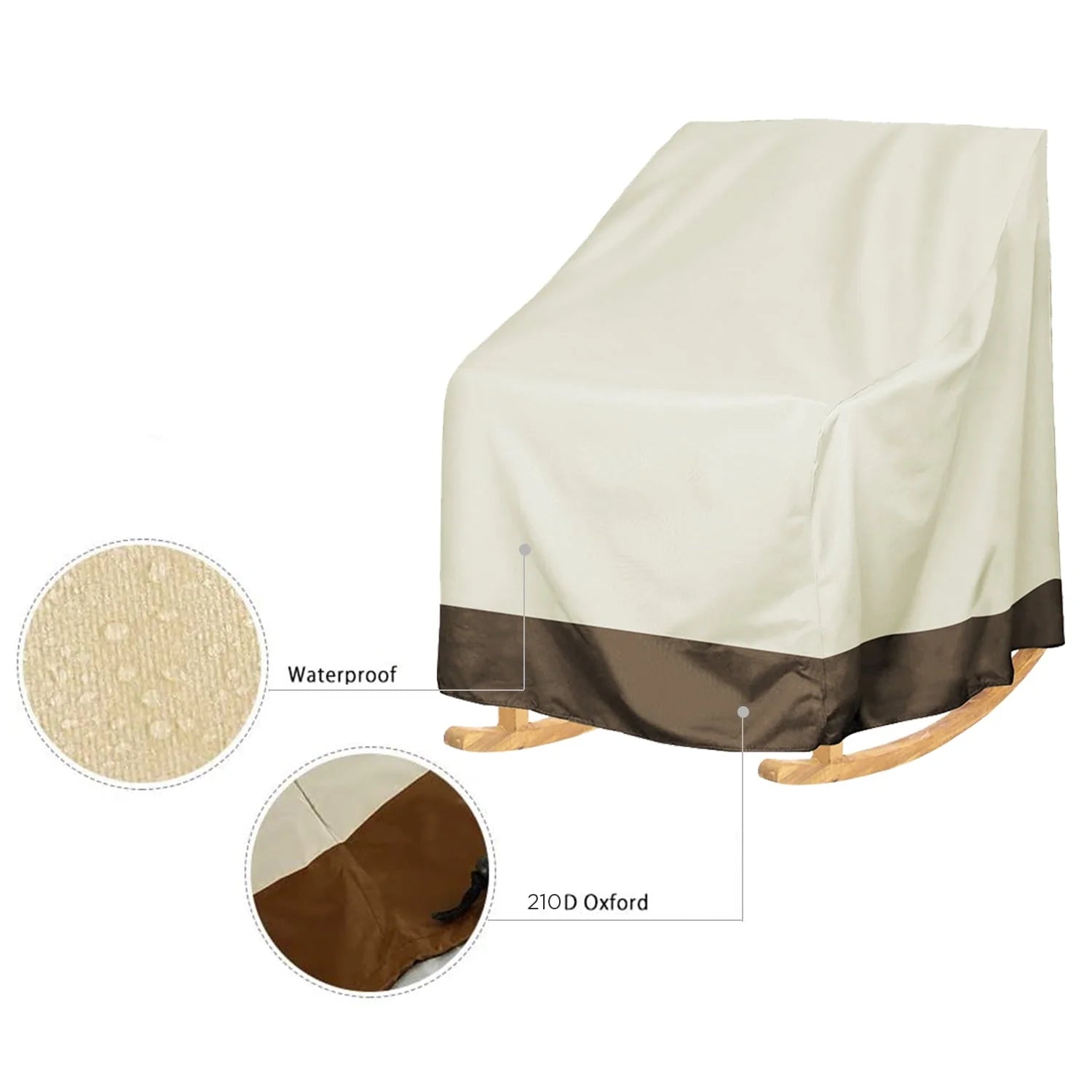 Swtroom 2 Pcs Outdoor Rocker Patio Chair Cover, 210D Waterproof, Furniture Protector Weather & UV Resistant, Beige
