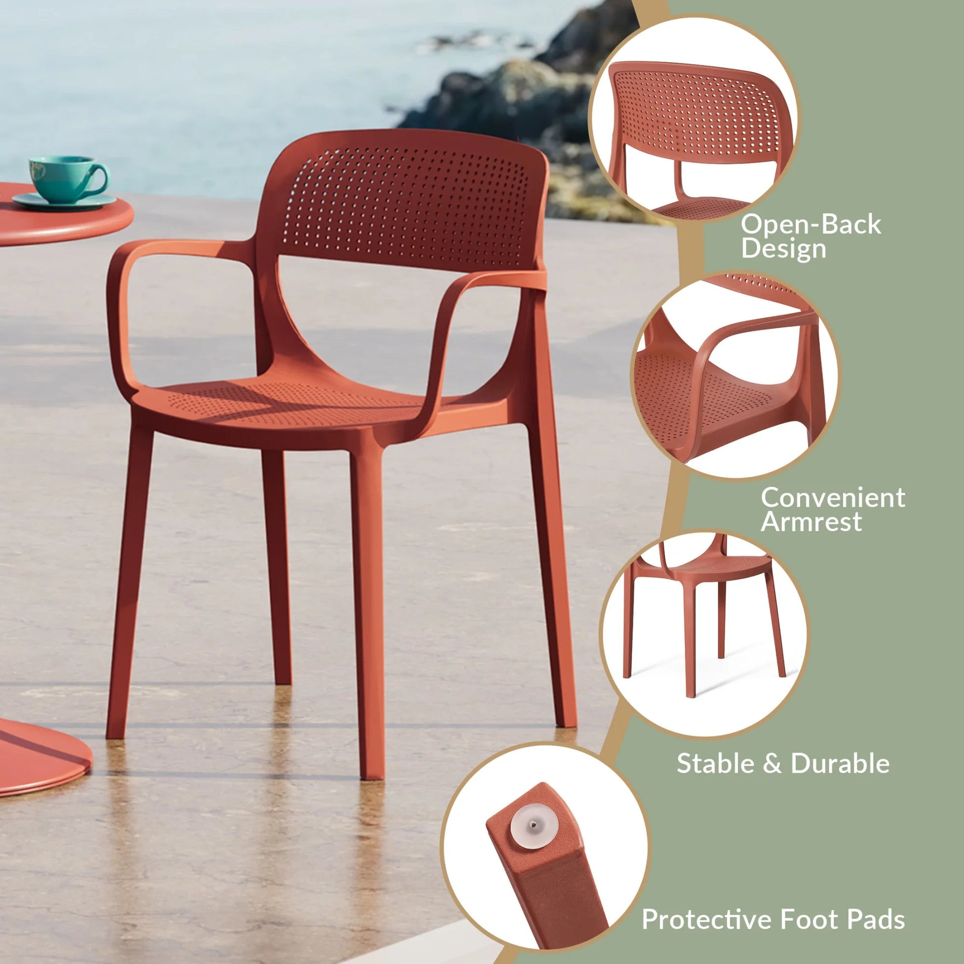 WestinTrends Playa 7-Piece Outdoor Rectangular Metal Patio Dining Table Set With Stackable Patio Dining Chairs, Red