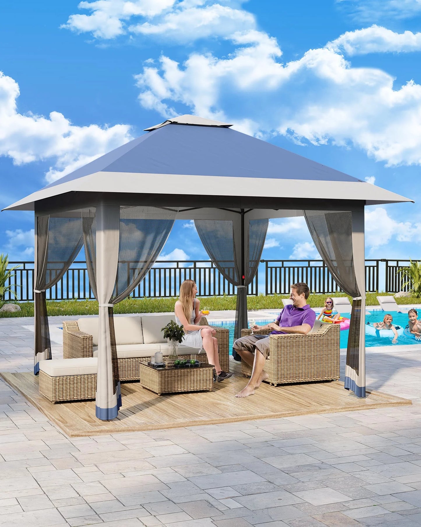 Accreate 13' X 13' Outdoor Patio Gazebo,Outdoor Canopy Tent with Mosquito Netting,Backyard Tent for Party, Wedding, Outdoor Dining, Patio, Backyard