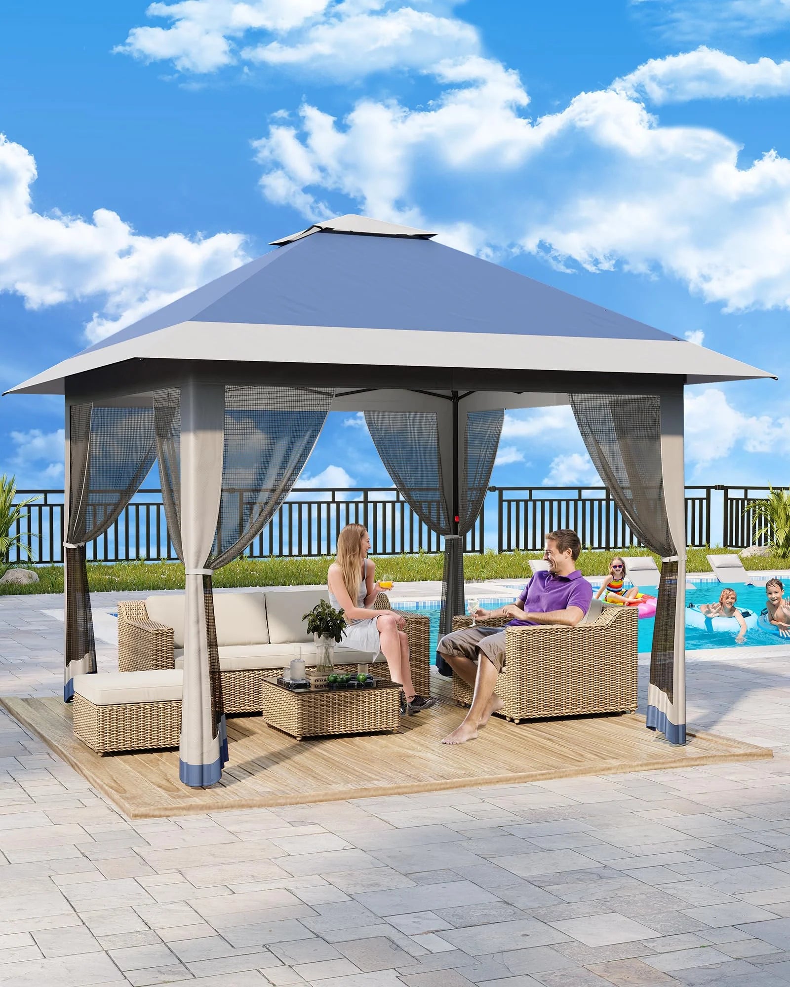 Accreate 13' X 13' Outdoor Patio Gazebo,Outdoor Canopy Tent with Mosquito Netting,Backyard Tent for Party, Wedding, Outdoor Dining, Patio, Backyard