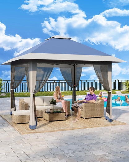 Accreate 13' X 13' Outdoor Patio Gazebo,Outdoor Canopy Tent with Mosquito Netting,Backyard Tent for Party, Wedding, Outdoor Dining, Patio, Backyard