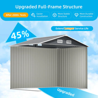 DISHUP Outdoor Storage Shed, 8x6 ft Metal Shed with WindowLockable Doors, Ideal for Backyard, Garden and Patio