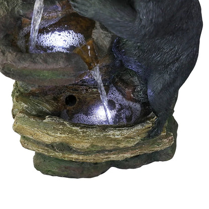39.3in Tall Outdoor Water Fountain Resin Bear Patio Waterfall Fountain for Garden, Deck, Patio, Porch, Yard and Home Art Decor