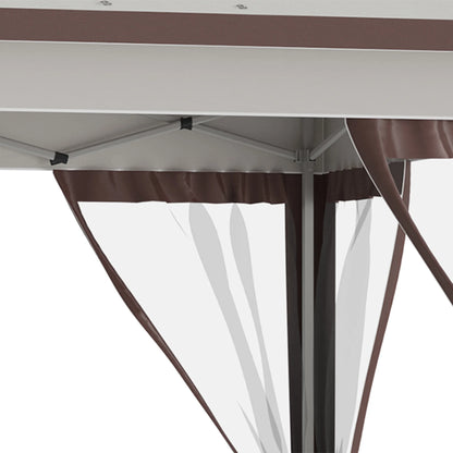 12' X 12' Pop Up Canopy Tent With Netting And Carry Bag, Instant Sun Shelter With 137 Sq.Ft Shade, Tents For Parties, Height Adjustable, For Outdoor, Garden, Patio, Beige And Brown