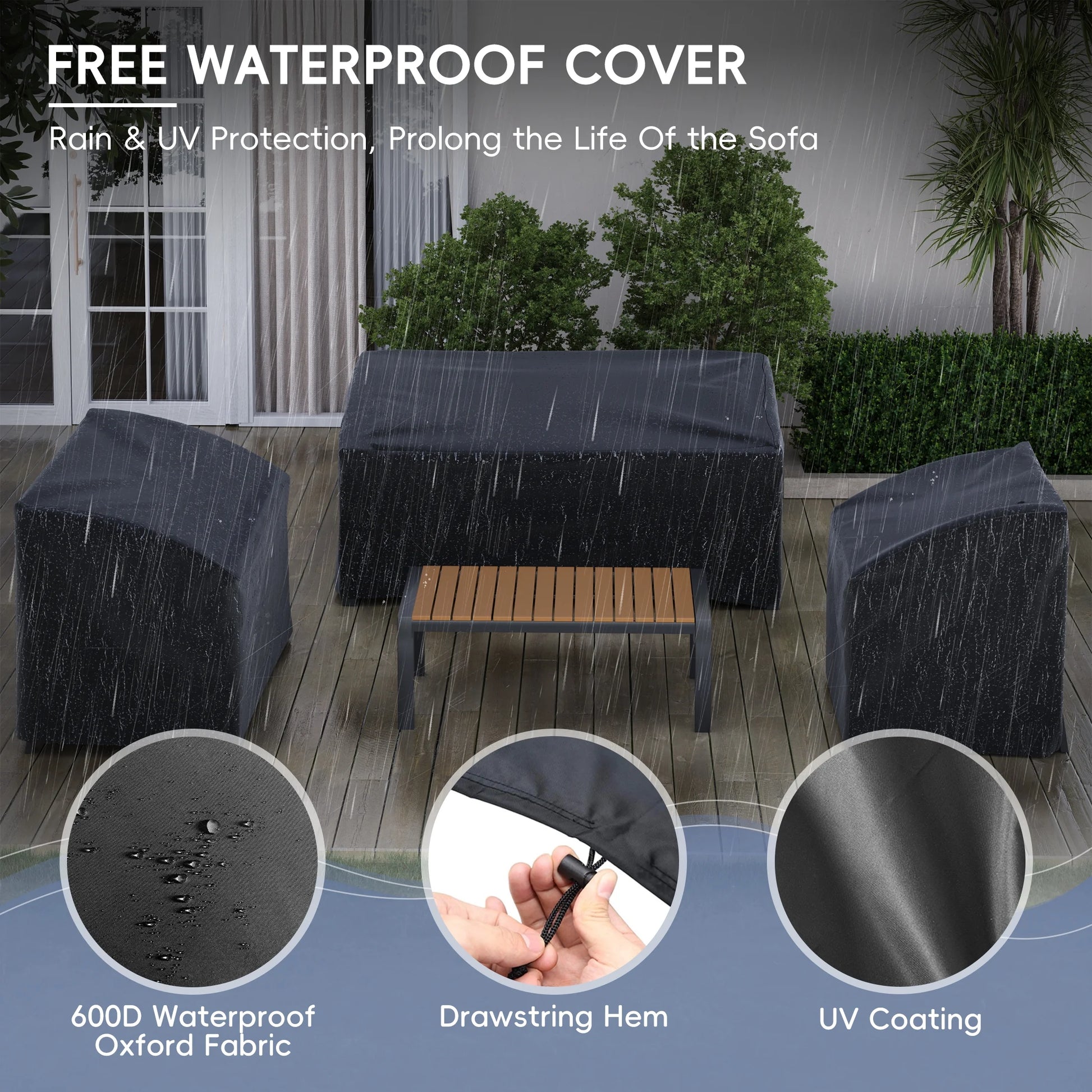 Poteban Aluminum Patio Furniture Sofa,All-Weather Metal Outdoor Sofa,Modern Couch with Waterproof Covers,Gray(Two Armchair)