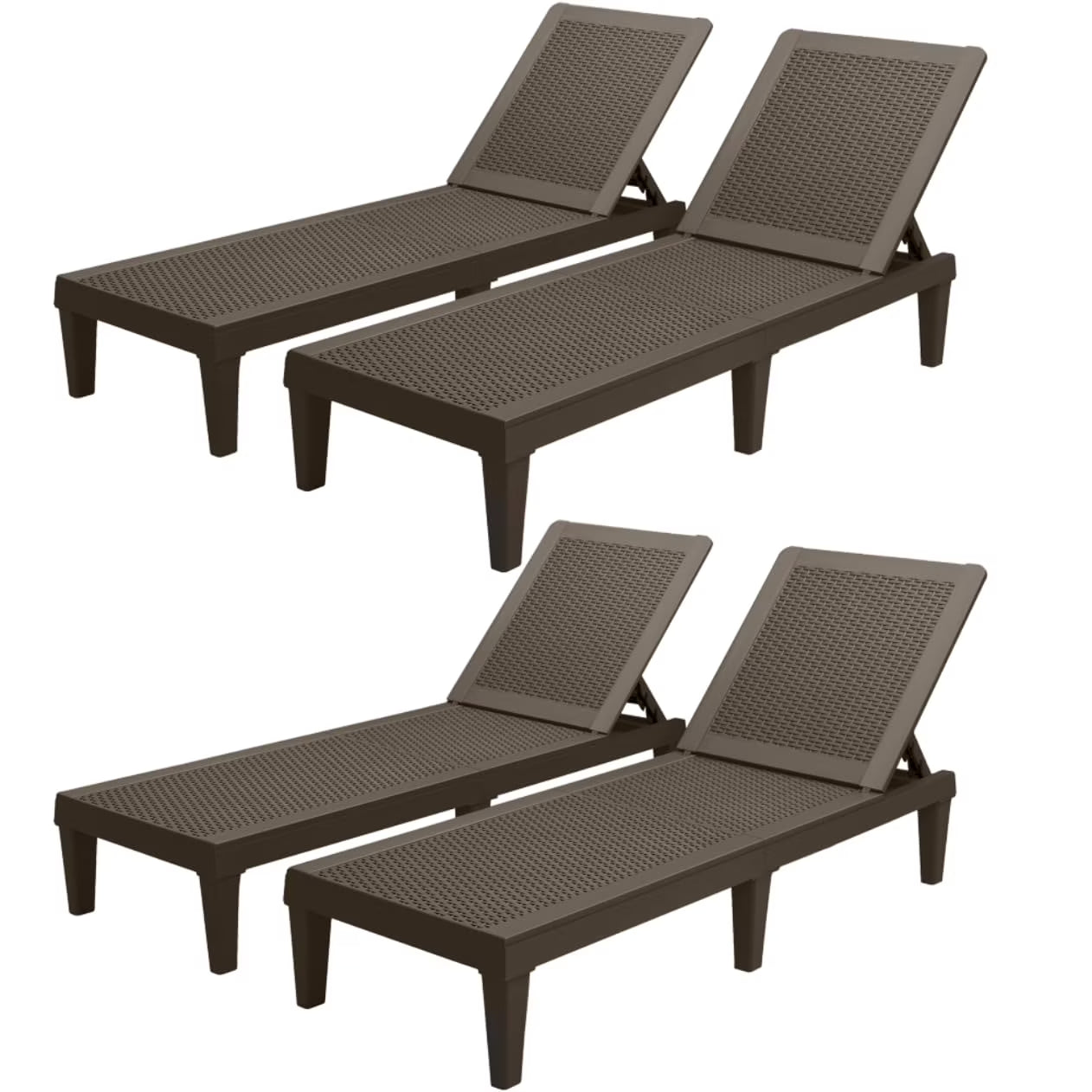 Homall 2 Pieces Patio Lounge Chair Outdoor Adjustable Chaise Lounge Chair, Dark Brown