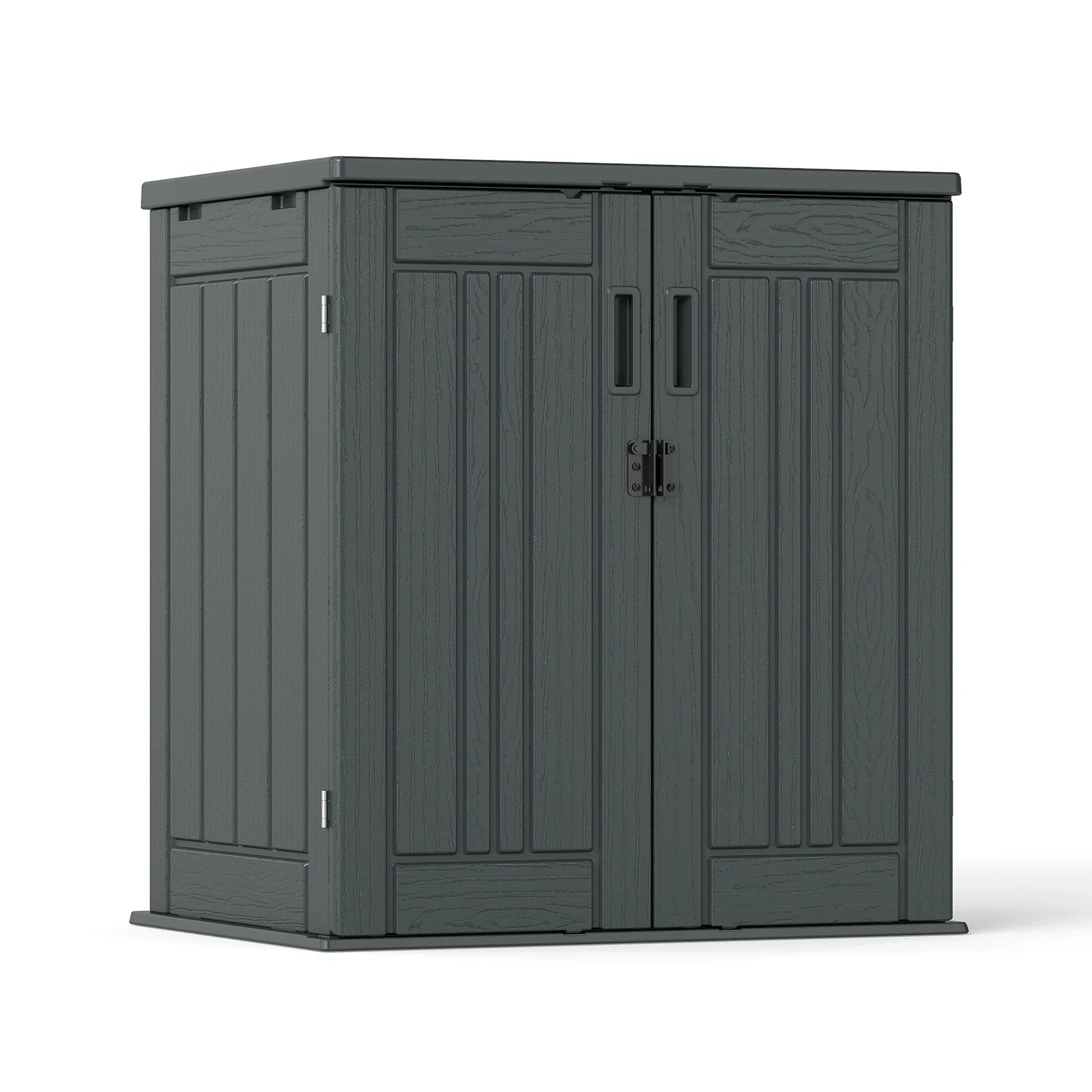 ZYJOYY 15 Cu.Ft Resin Outdoor Storage Shed with Floor & 2 Shelves, Lockable Waterproof Backyard Horizontal Cabinet for Patio, Garden Tools & Equipment,Sage Grey