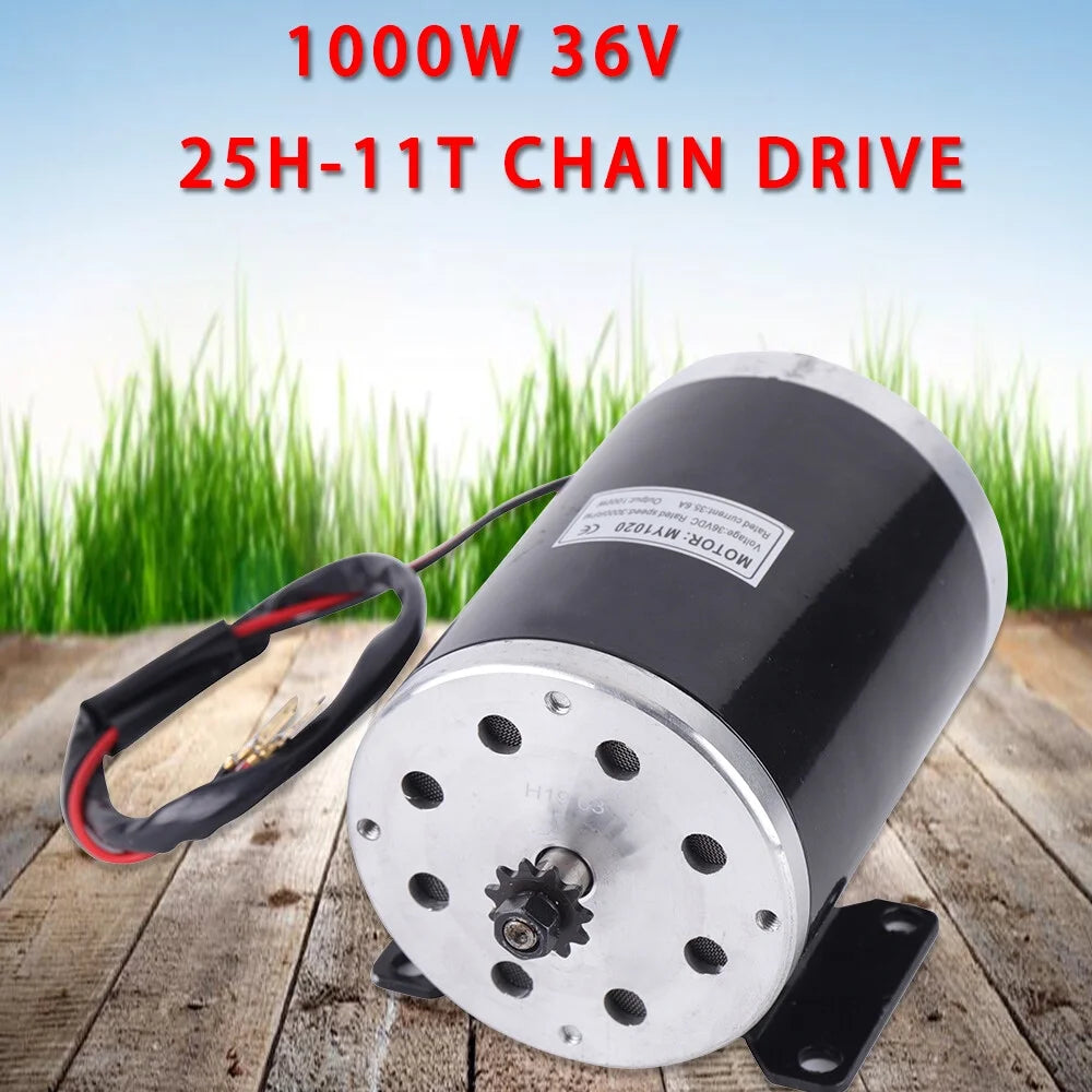 ToppiJoy Mini Bike Motor 1000W, DC Brushed Motor with High Torque for Electric Bicycle, Go-Kart, & Scooter, Fast Start Performance & Heat Dissipation for Smooth Ride