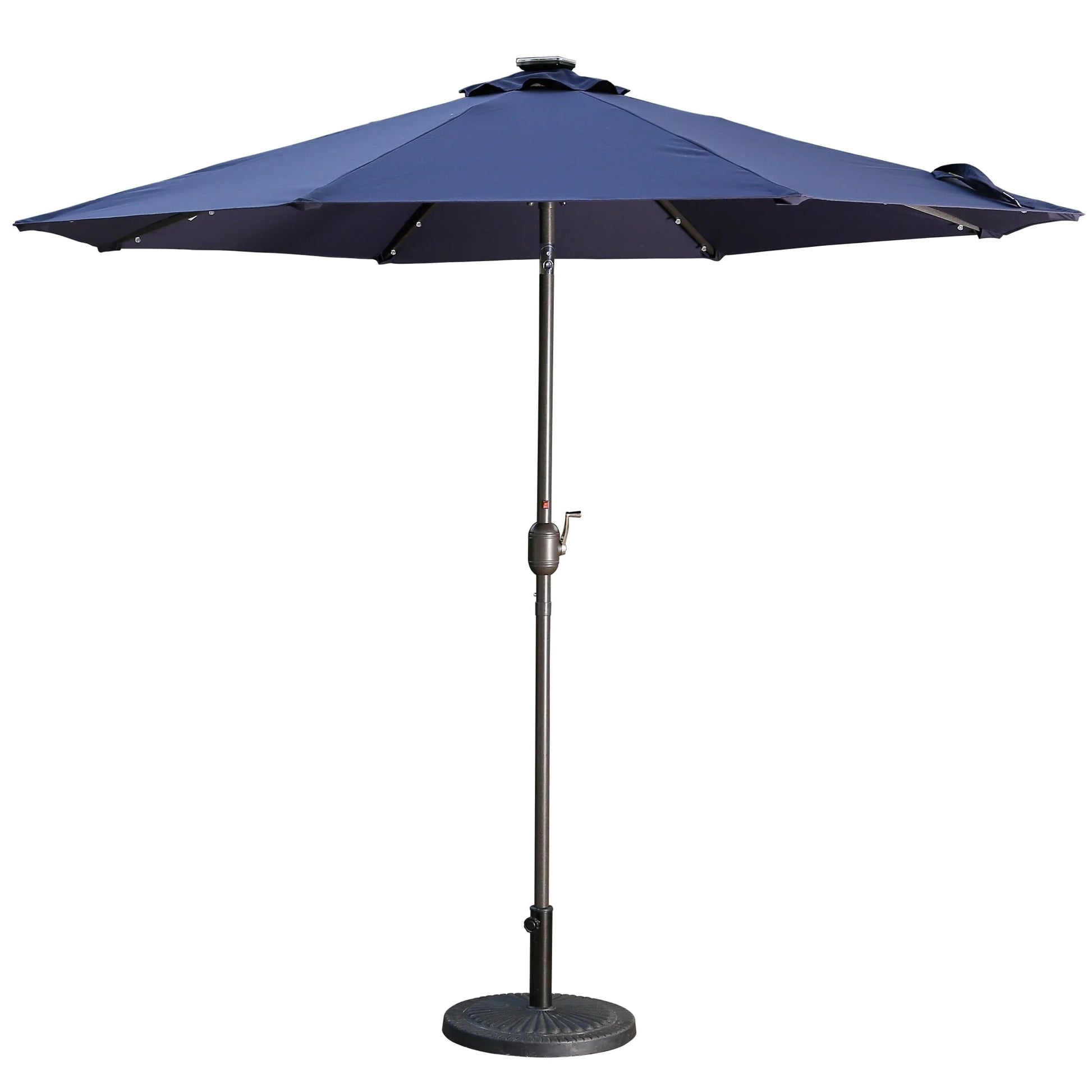 9ft Patio Umbrella Outdoor Market 32 LED Solar Umbrella with Tilt and Crank(Navy Blue)