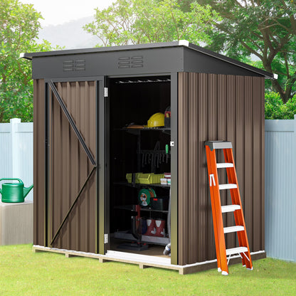 Dextrus 6x4 FT Outdoor Storage Shed, Large Metal Tool Sheds, Heavy Duty Storage House with Lockable Doors & Air Vent for Backyard Patio Lawn