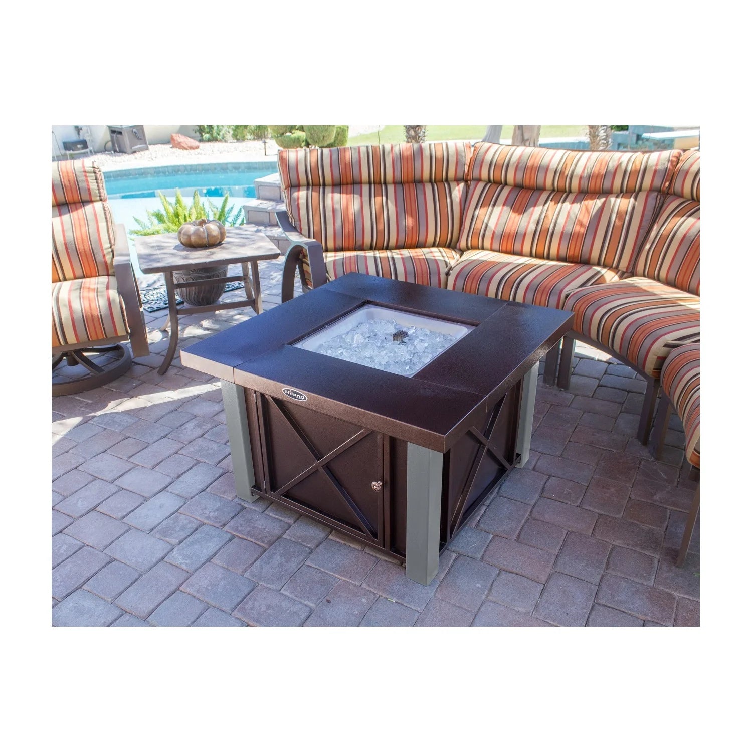 AZ Patio Heaters Outdoor Fire Pit in Hammered Bronze and Stainless Steel