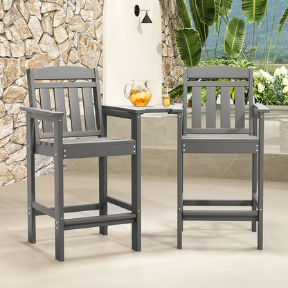 STARY Tall Adirondack Chairs Set of 2, HDPE Adirondack Bar Stools with Connecting Tray, Bar Height Adirondack Chair Patio Barstool, Ideal All Weather Tall Patio Chair for Balcony, Poolside, Backyard