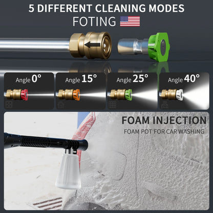 FOTING Upgraded Electric Pressure Washer 4200 PSI 2.8 GPM Power Washer with Extra Hose, 23ft Hose 35ft Power Cord, 4 Nozzle and Detergent Tank for Cars, Fences, Patio