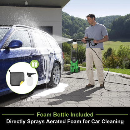 Firstness Pressure Washer 3500 PSI, Electric Power Washer w/26 ft Hose, 4 Quick Connect Nozzles, High Pressure Cleaning Machine with Foam Cannon, Portable to Clean Patios, Cars, Fences, Driveways