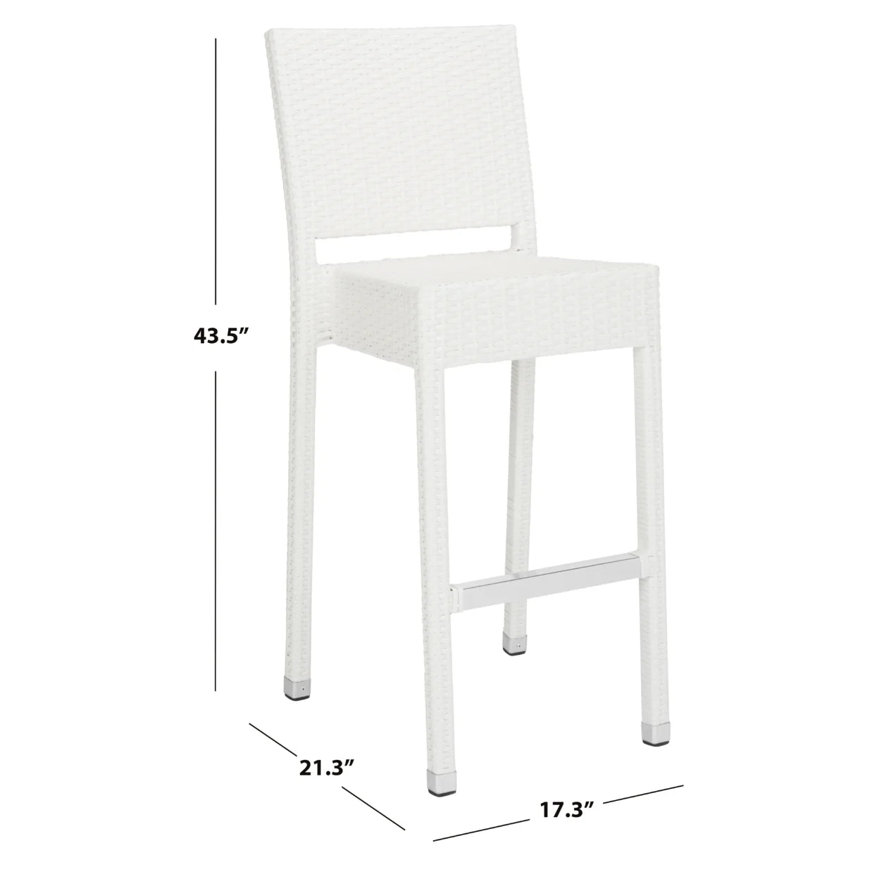 SAFAVIEH Bethel Contemporary Outdoor Patio Rattan Bar Stool, White
