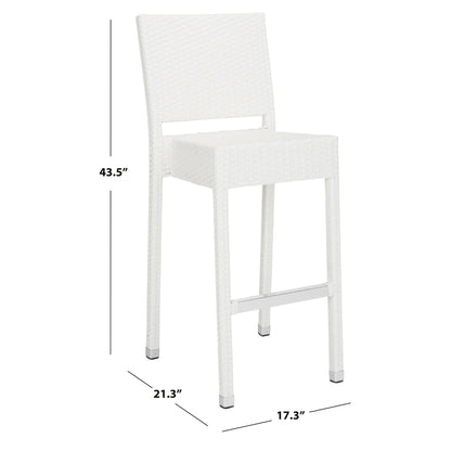 SAFAVIEH Bethel Contemporary Outdoor Patio Rattan Bar Stool, White