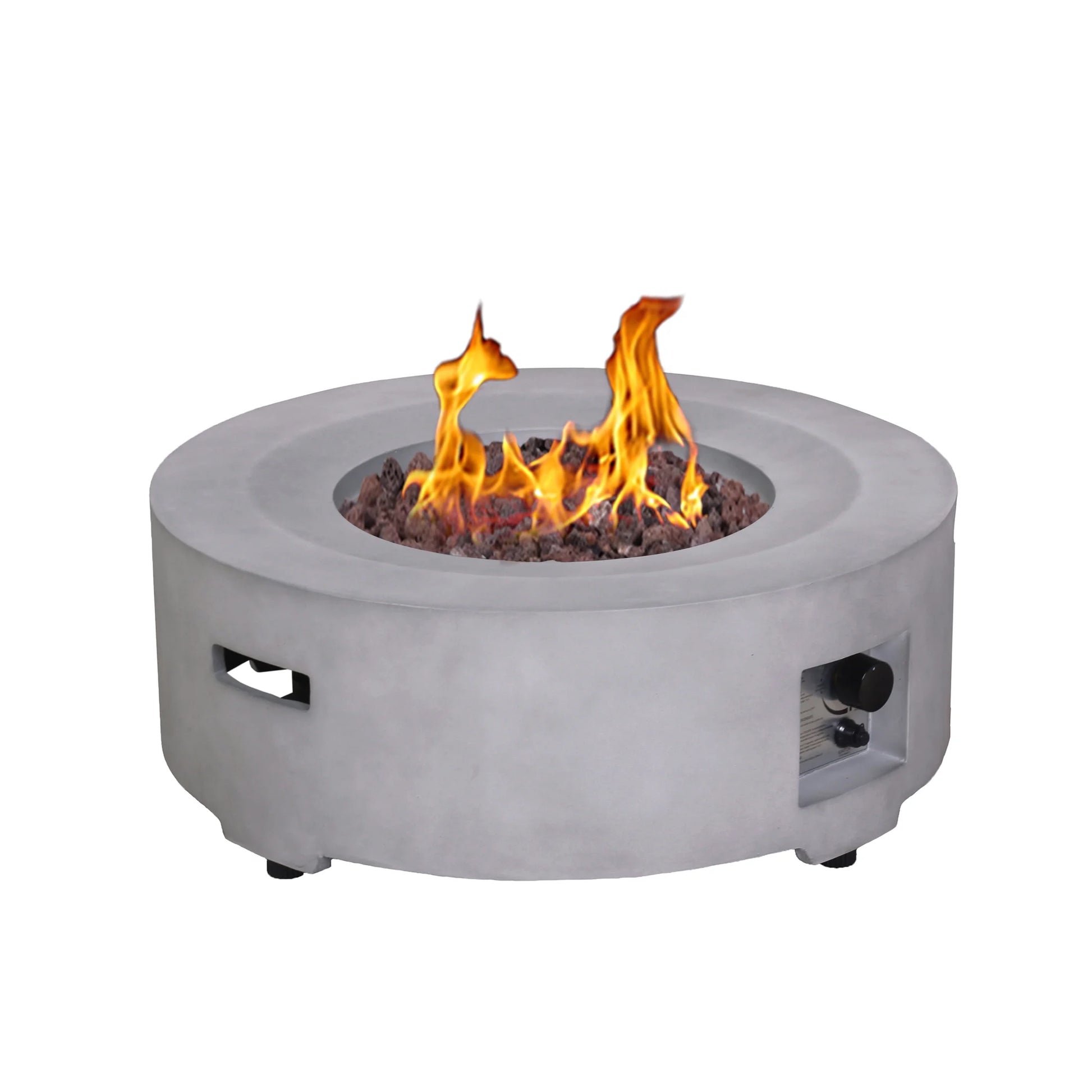 Afterglow TerraFab 30" Round 40,000 Btu Propane Fire Pit Fire Table for Outdoor Patio Garden Backyard Decking Dcor, Grey, Weather Resistant Cover and Lava Rocks Included, CSA Certified