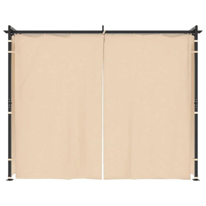 vidaXL Gazebo Canopy Tent Patio Pavilion Sunshade with Curtains Cream Steel