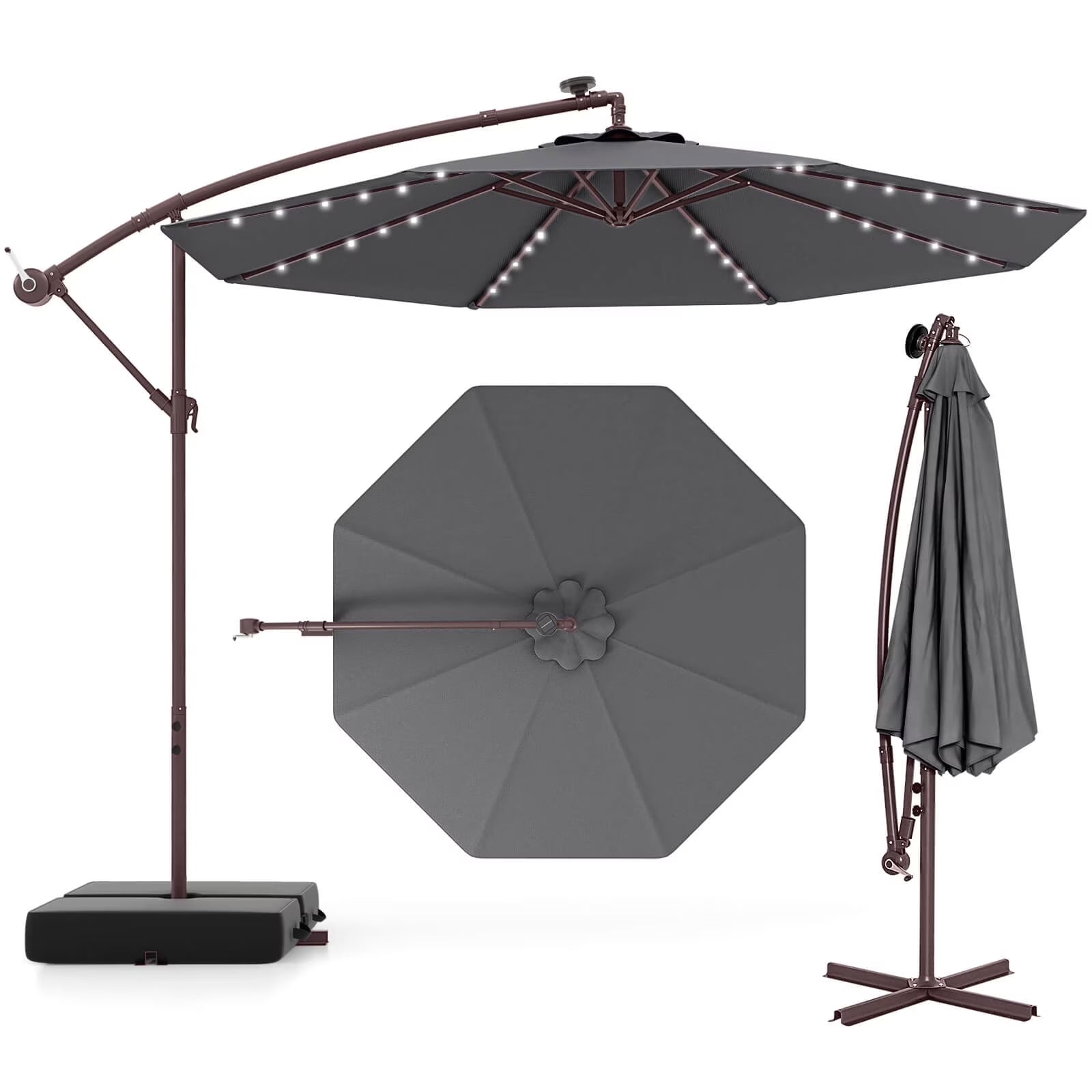 Costway 98.40" Navy Cantilever Patio Umbrella, Base-Included