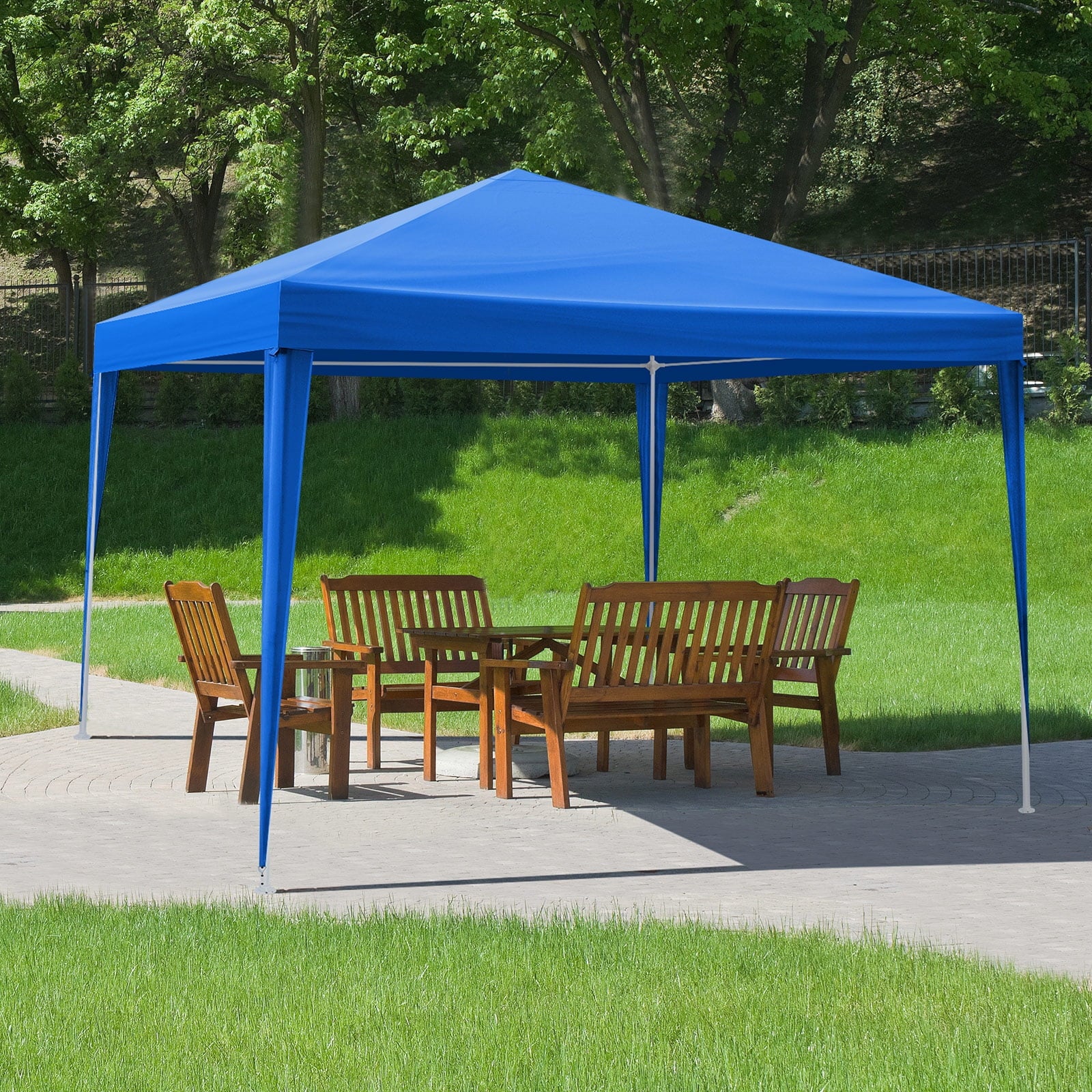 GVN 10'x10' Outdoor Canopy, Gazebo Waterproof Outdoor Canopy Patio Tent Party Tent for Wedding BBQ Cater, UV Resistant Waterproof Canopy Tent for Outdoor Events, Patio Backyard, Blue