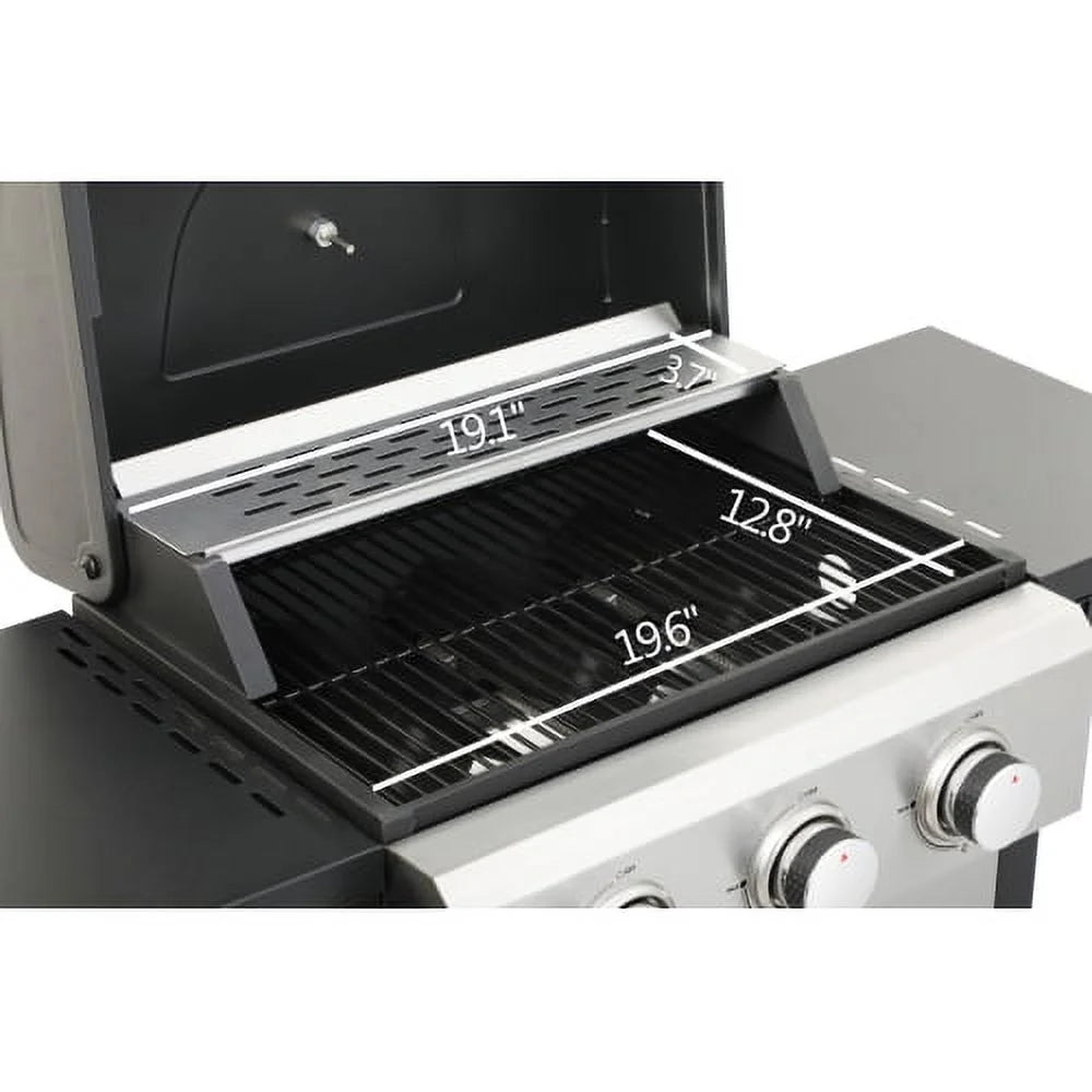 Yiweny 3 Burner BBQ Propane Gas Grill, Stainless Steel 25650 BTU Patio Garden Barbecue Grill with Bottle Opener, Two Foldable Side Shelves & Thermometer, Perfect for Camping, Outdoor Cooking.