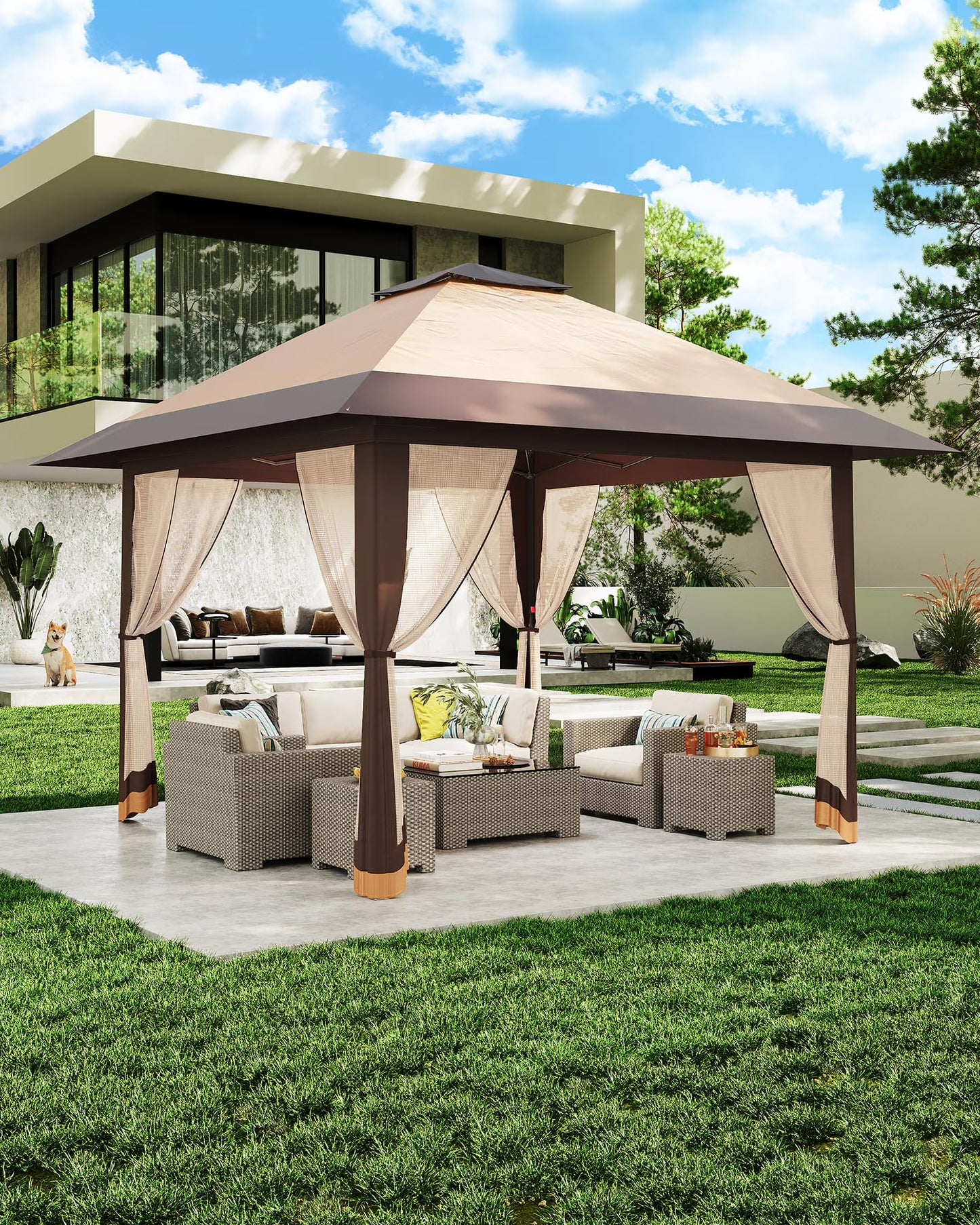 Accreate 13' X 13' Outdoor Patio Gazebo,Outdoor Canopy Tent with Mosquito Netting,Backyard Tent for Party, Wedding, Outdoor Dining, Patio, Backyard