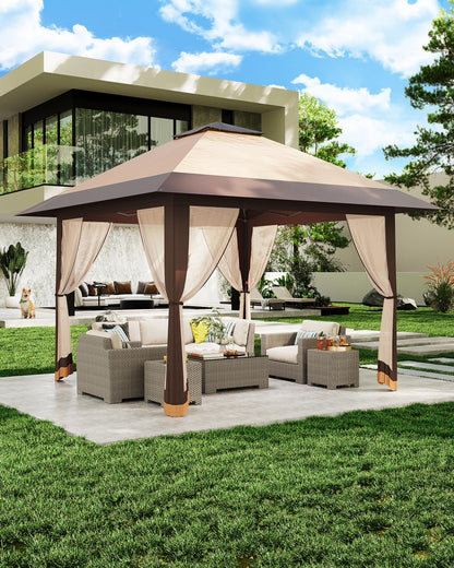 Accreate 13' X 13' Outdoor Patio Gazebo,Outdoor Canopy Tent with Mosquito Netting,Backyard Tent for Party, Wedding, Outdoor Dining, Patio, Backyard