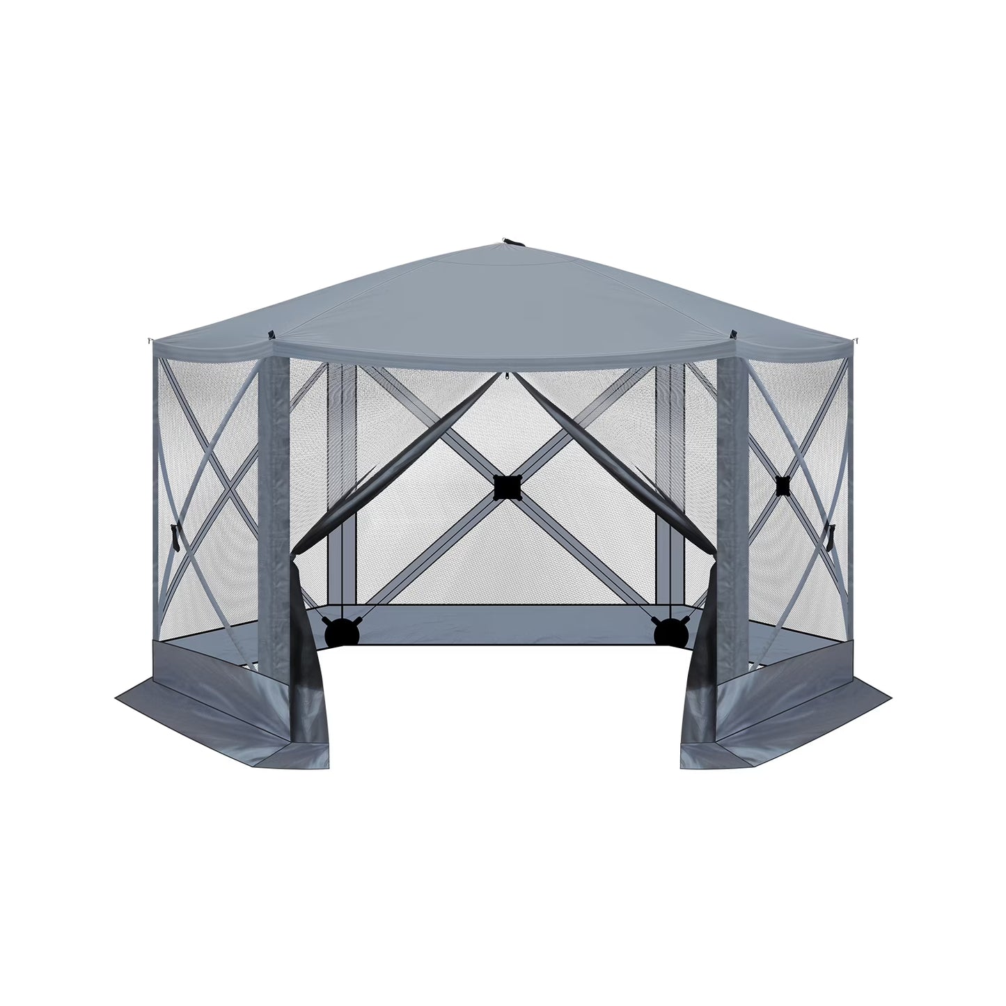 12'x12' Outdoor Pop-Up Canopy Tent - Dark Gray UV & Waterproof Gazebo with Mesh Sidewalls for Camping, Patio, Backyard - Easy 60-Sec Setup