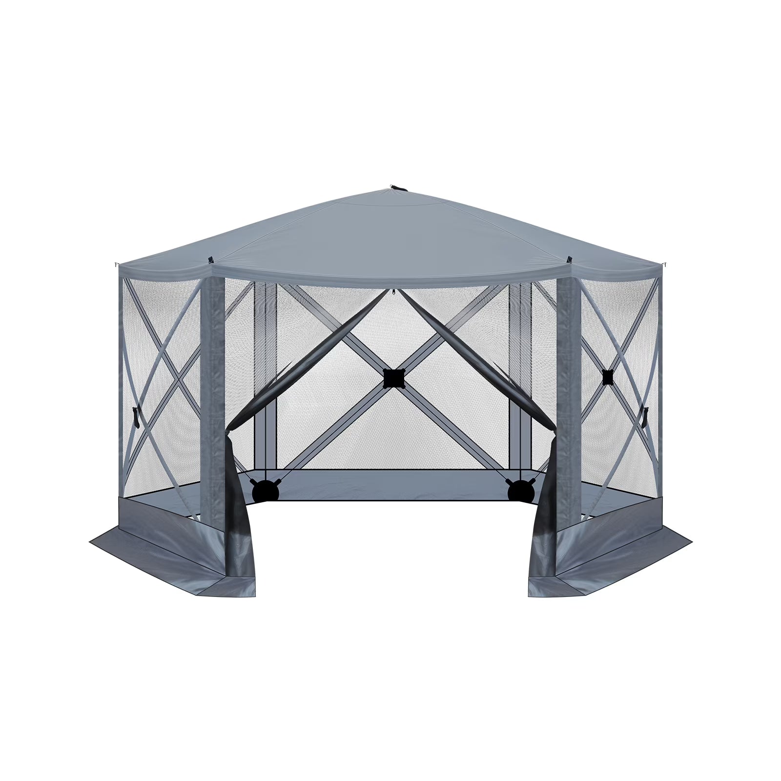 12'x12' Outdoor Pop-Up Canopy Tent - Dark Gray UV & Waterproof Gazebo with Mesh Sidewalls for Camping, Patio, Backyard - Easy 60-Sec Setup