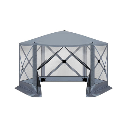 12'x12' Outdoor Pop-Up Canopy Tent - Dark Gray UV & Waterproof Gazebo with Mesh Sidewalls for Camping, Patio, Backyard - Easy 60-Sec Setup