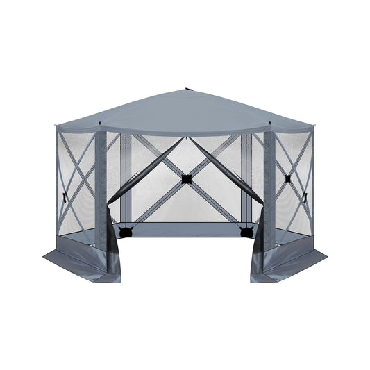 12'x12' Outdoor Pop-Up Canopy Tent - Dark Gray UV & Waterproof Gazebo with Mesh Sidewalls for Camping, Patio, Backyard - Easy 60-Sec Setup