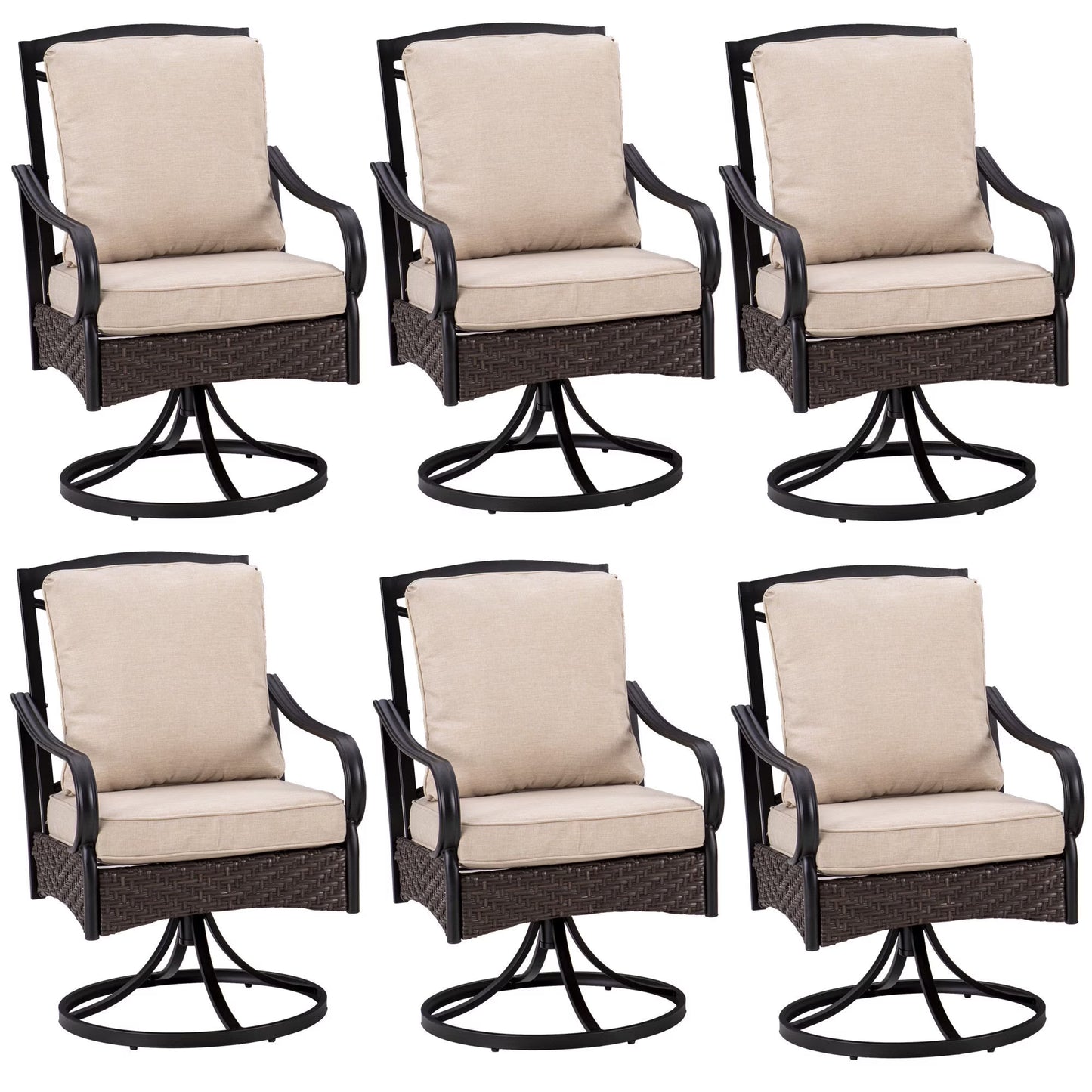 Sophia& William Patio Swivel Dining Chairs Set of 4 with Beige Cushions