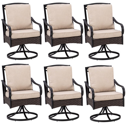 Sophia& William Patio Swivel Dining Chairs Set of 4 with Beige Cushions