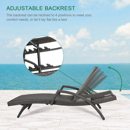 Ulax Furniture Outdoor Woven Padded 2 Pieces Aluminum Chaise Lounge Chairs Patio Armed Lounger Adjustable Chair with Wheels and Quick Dry Foam(Dark Brown)