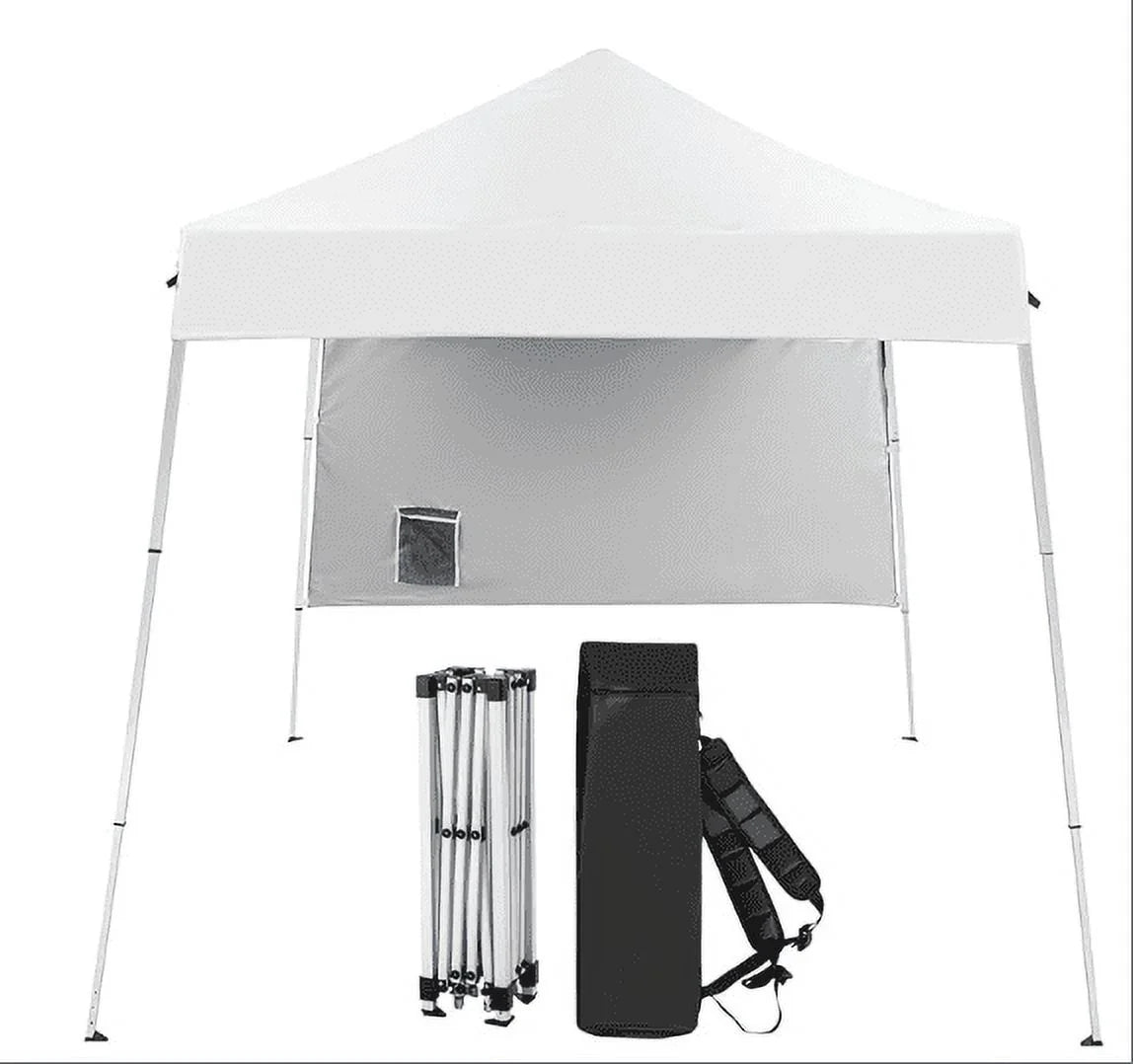 Galaxera 6x6 ft Pop Up Canopy Tent, Outdoor Small Gazebo With Backpack, Patio Slant Leg With 1 Sidewall, Portable Easy Up-Pink