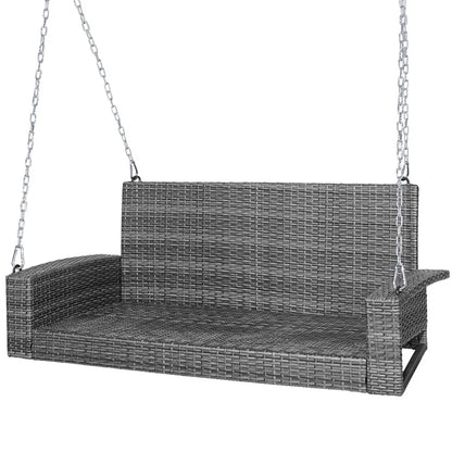 Topcobe 2-Person Patio Rattan Porch Swing with Cushions, Outdoor Patio Furniture, White