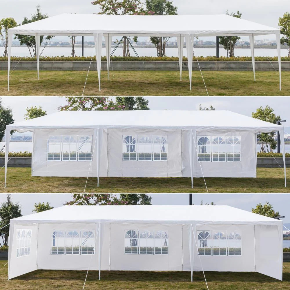 OverPatio 10'x30' Canopy Tent Outdoor Gazebo Tent with 5 Sidewalls White